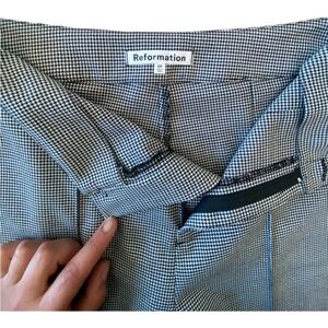Reformation Black and White Checkered Boot Cut Pants